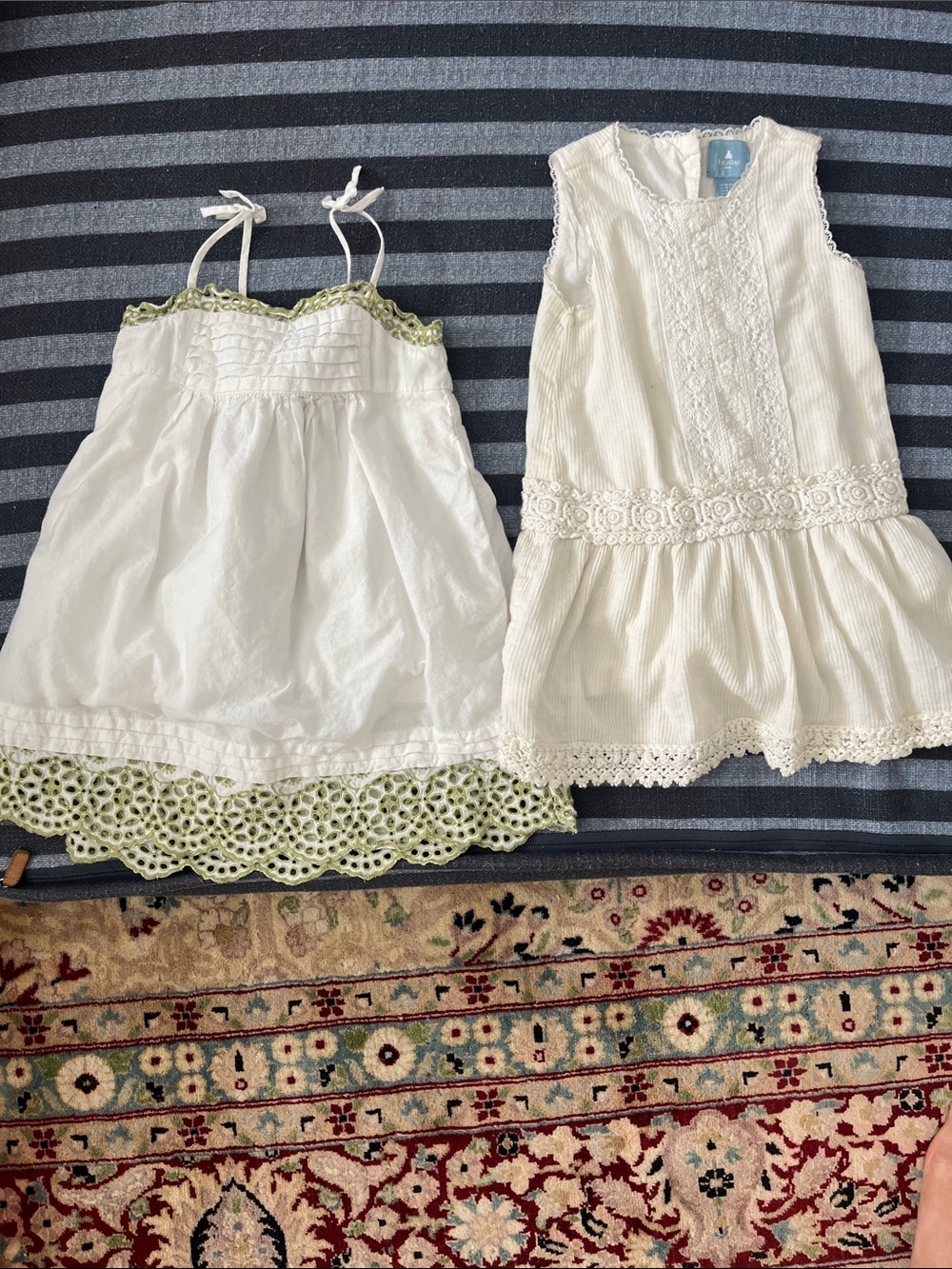 GAP Cream and White Girls Lace-Trim Summer Dresses